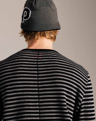 Pop Striped Waffle Crewneck - Grey/Black