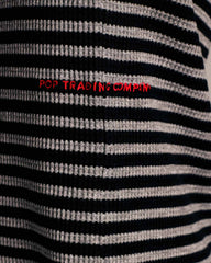 Pop Striped Waffle Crewneck - Grey/Black