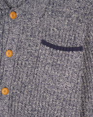 Rib Knit Button Up Sweater - Blue