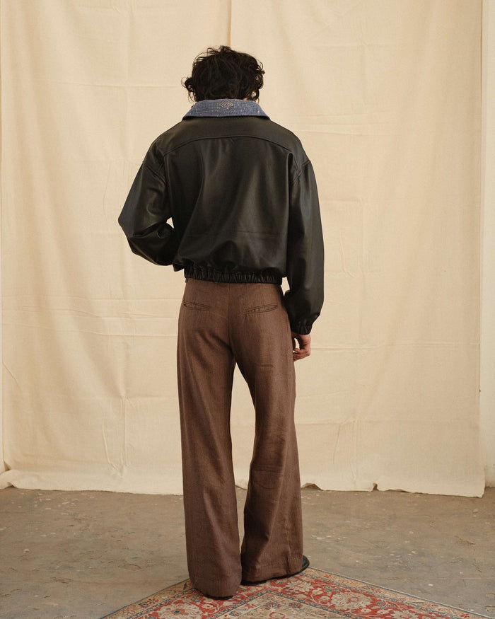 Kartik Research Flat Front Flare Trouser - Purple/ Brown - Crowdless