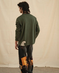 Kartik Research Chikankari LS Tee - Green/ Ecru - Crowdless