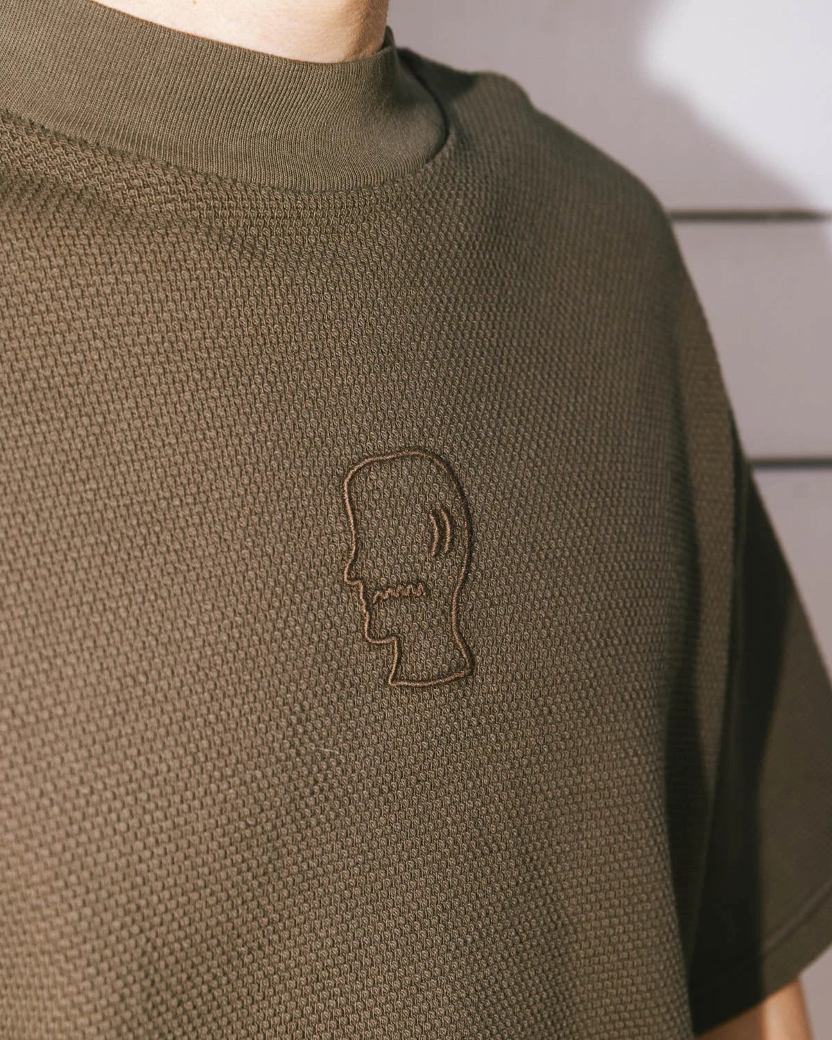 Brain Dead Boxy Thermal Mock Neck T-Shirt - Brown - Crowdless