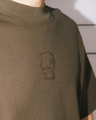 Brain Dead Boxy Thermal Mock Neck T-Shirt - Brown - Crowdless