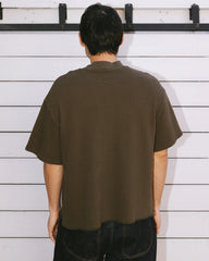Brain Dead Boxy Thermal Mock Neck T-Shirt - Brown - Crowdless
