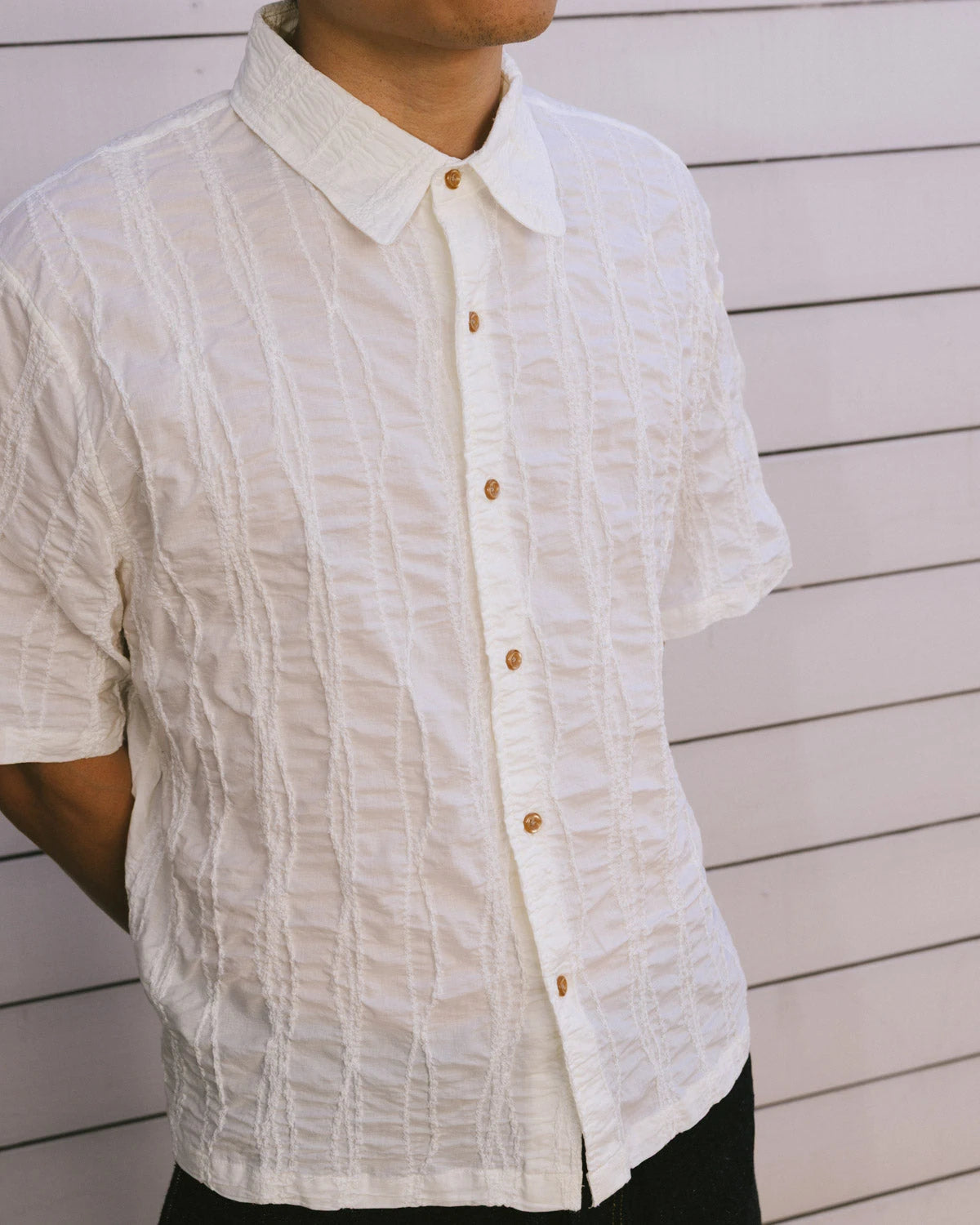 Brain Dead Twisted Piping Shirt - Natural - Crowdless