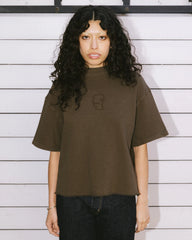 Brain Dead Boxy Thermal Mock Neck T-Shirt - Brown - Crowdless
