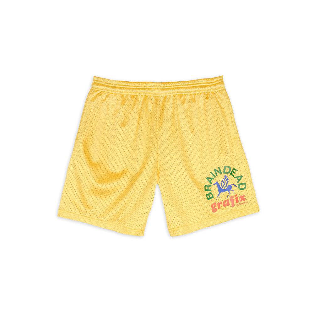 Brain Dead Grafix Team Short - Yellow - Crowdless