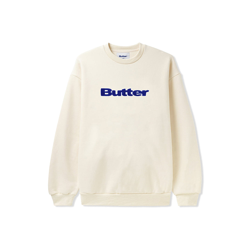 Butter Goods Chenille Logo Crewneck Sweatshirt - Bone - Crowdless