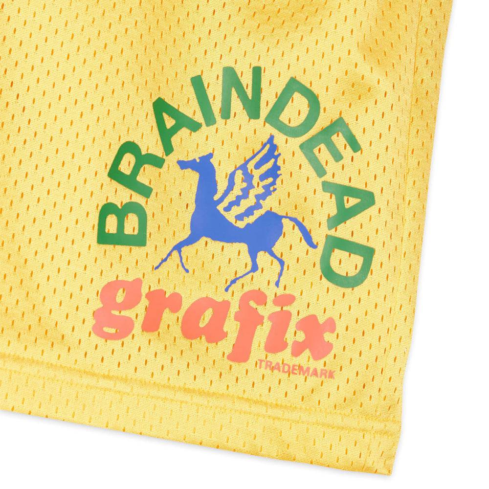 Brain Dead Grafix Team Short - Yellow - Crowdless