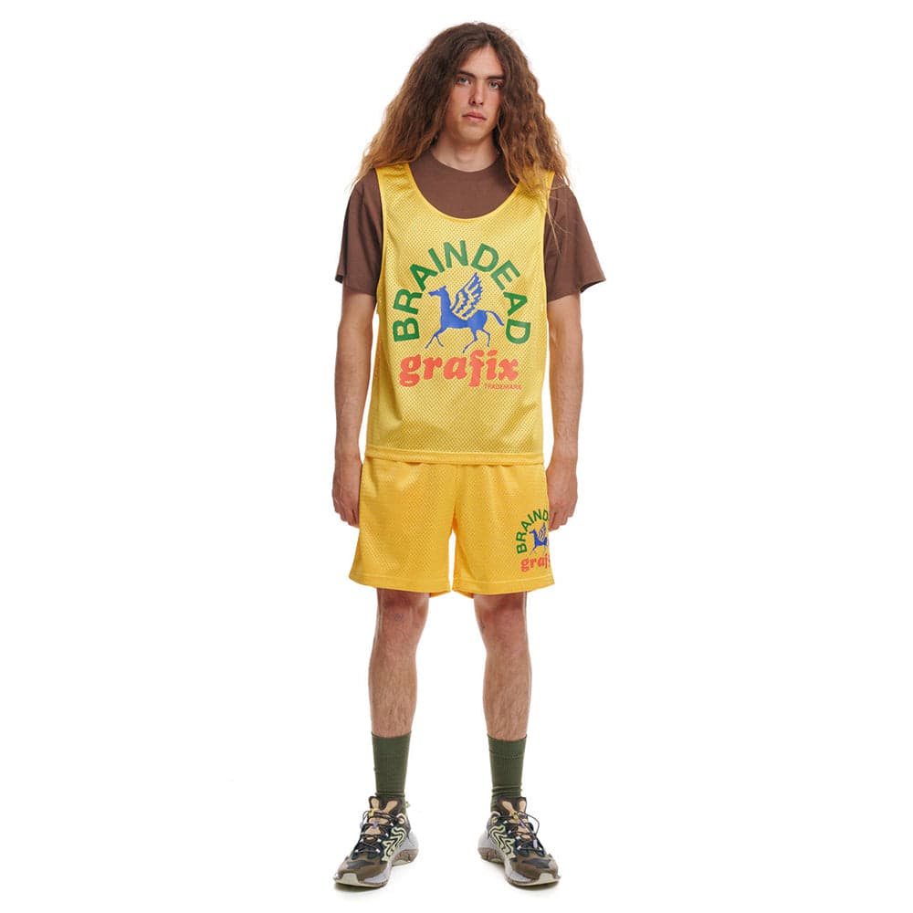 Brain Dead Grafix Team Short - Yellow - Crowdless