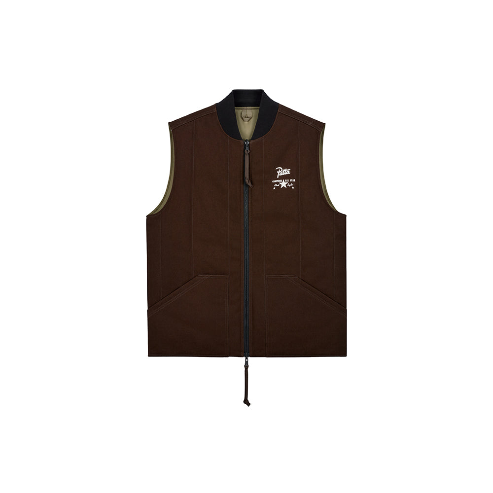 Converse Converse x Patta Four-Leaf Clover Utility Reversible Padded Vest - Java/Burnt Olive - Crowdless