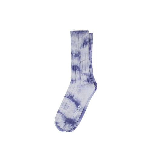 Dyed Ribbed Crew Socks - Lavender