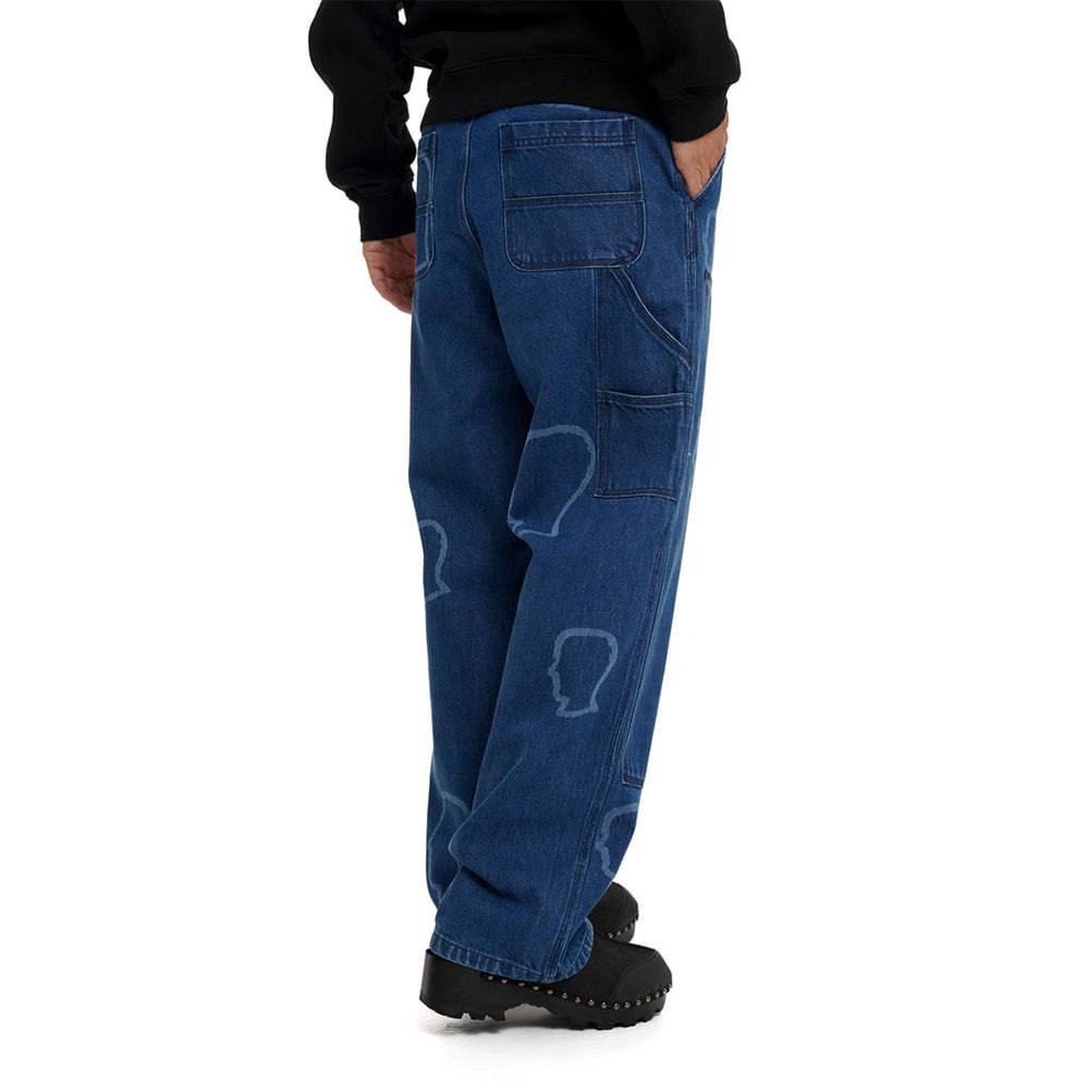 Brain Dead Logohead Denim Double Knee Utility Pant - Indigo - Crowdless
