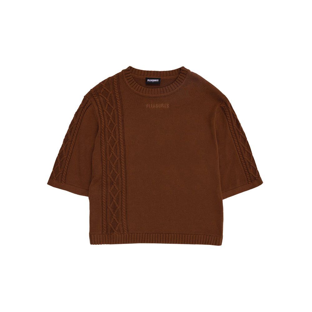 Pleasures Charlie Mock Neck Knit Shirt - Brown - Crowdless