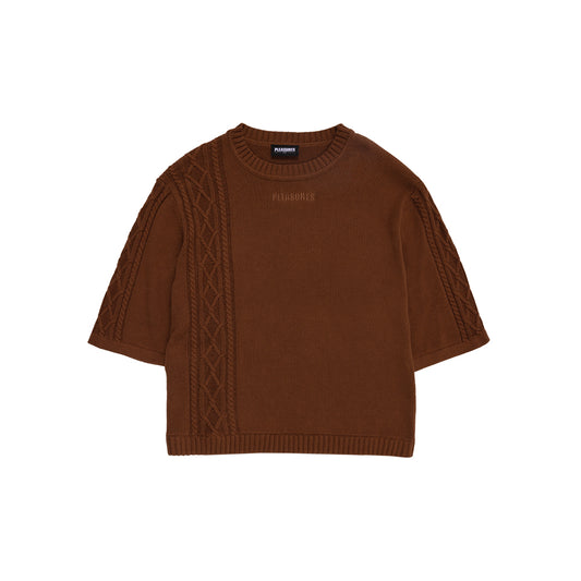 Charlie Mock Neck Knit Shirt - Brown