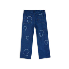 Brain Dead Logohead Denim Double Knee Utility Pant - Indigo - Crowdless