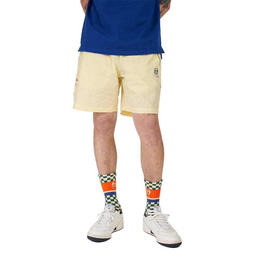 Brain Dead Sergio Tacchini Shorts - Pastel Yellow - Crowdless